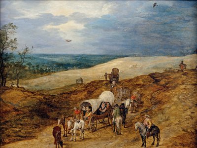 Paesaggio con carri da Jan the Elder Brueghel
